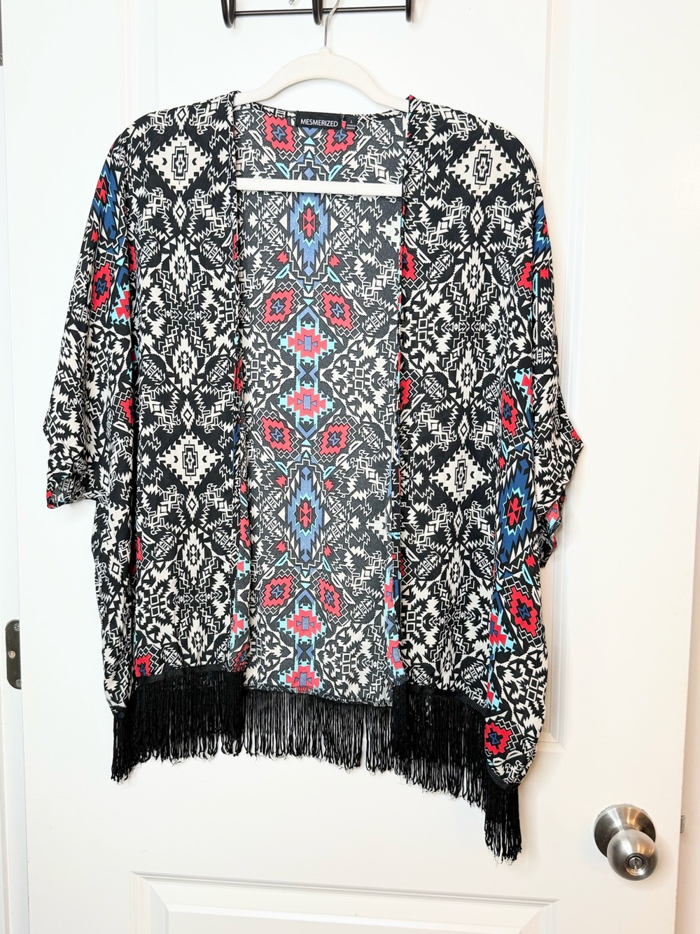 Mesmerized Large Boho Fringe Kimono Cardigan Aztec Tribal Festival Duster